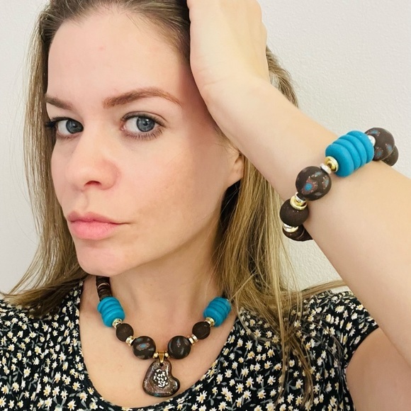 Handmade ✋🏻✨Beautiful adjustable necklace and elastic bracelet set - Picture 7 of 7